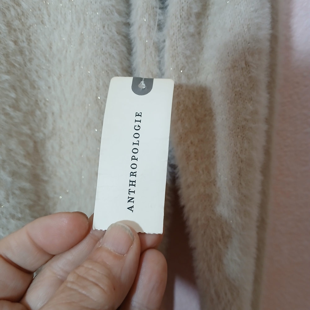 Anthropologie Thea Long Sleeve Twofer Cream and Tan Maxi Dress Size L (NWT) - Picture 7 of 8
